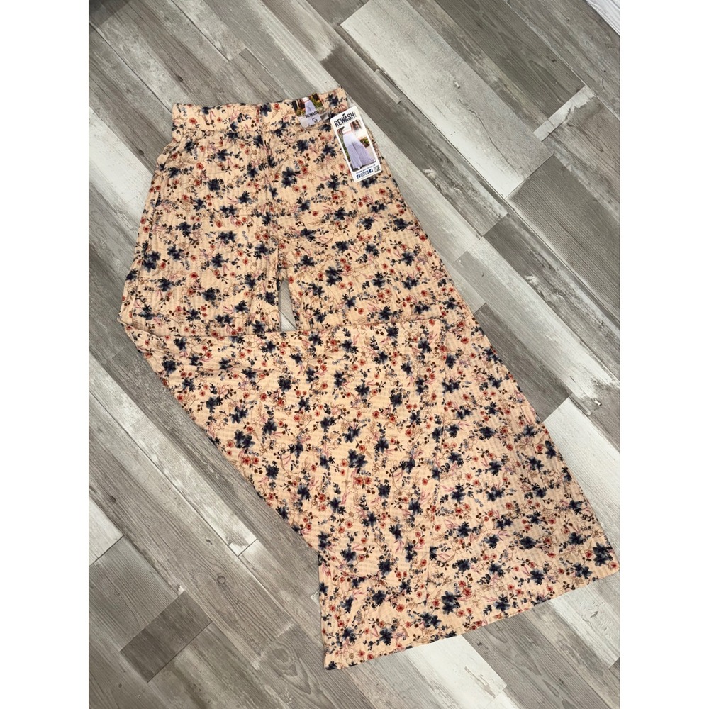 Rewash Wide Leg Pants Women Peach Floral Extreme Wide Leg Pull On Small